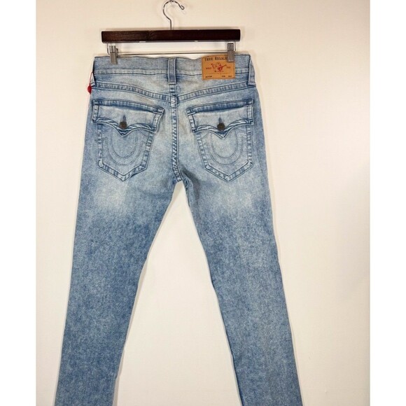 True Religion Mens Jeans Blue Rocco Relaxed Skinny Denim Stretch Acid Wash 32x34 - Picture 10 of 14